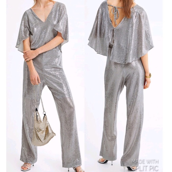 zara silver jumpsuit